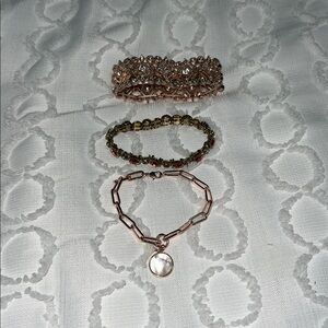Elegant Rose Gold and Beaded Bracelets Set